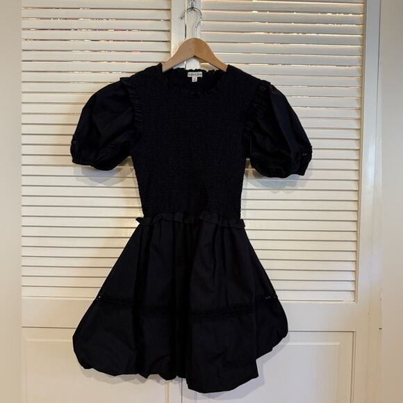 For Love and Lemons Sandy Elegant Black Puff Sleeve Mini Dress XS - Picture 2 of 7